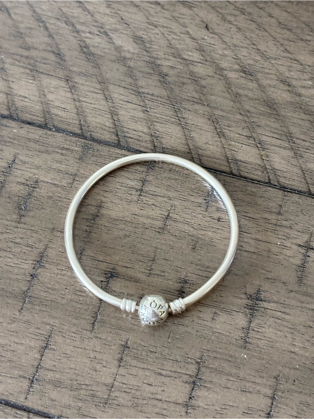 Pandora Silver-Tone Signature Clasp Bangle - Silver Bracelet 925
